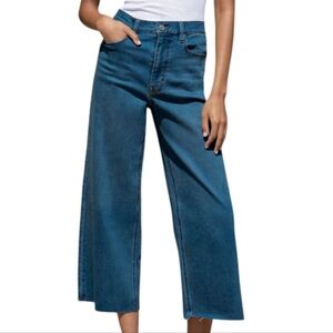 Unpublished GRETA Jeans Mid-Rise Cropped Wide Leg Franklin Blue Wash Women's 30